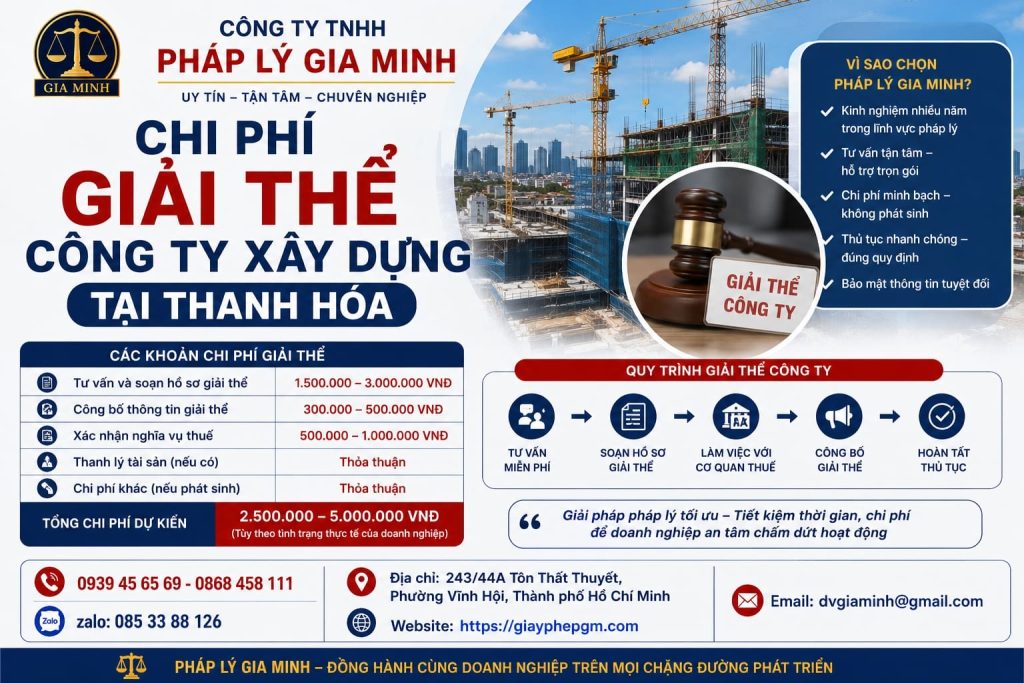 Chi phí giải thể công ty xây dựng tại Thanh Hóa