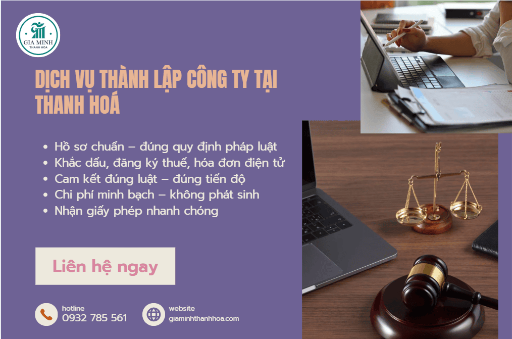 Chi phí thành lập công ty tại Thanh Hóa gồm lệ phí nhà nước và dịch vụ.