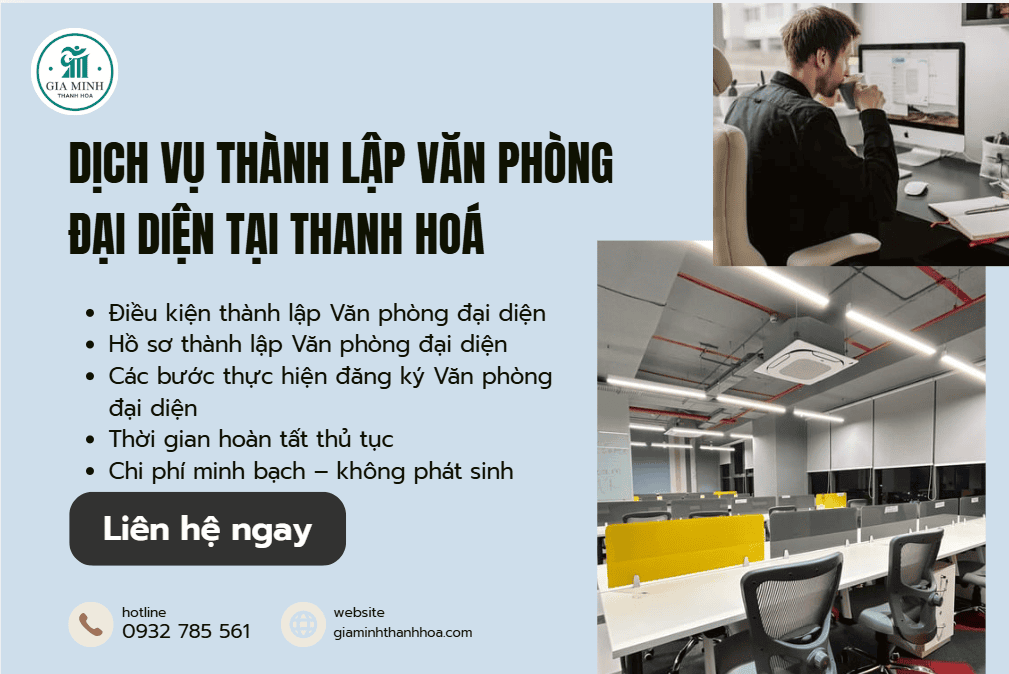 Dịch Vụ Thành Lập Văn Phòng Đại Diện Tại Thanh Hóa – Nhanh Gọn, Đúng Quy Định 4 Chi phí dịch vụ thành lập văn phòng đại diện tại Thanh Hóa trọn gói, minh bạch không phát sinh.