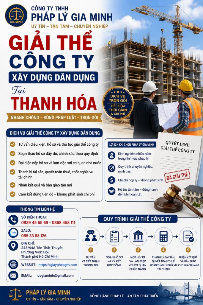 Giải thể công ty xây dựng dân dụng tại Thanh Hóa