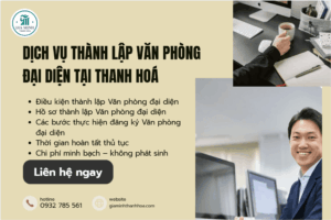 Giấy chứng nhận văn phòng đại diện tại Thanh Hóa đã được cấp sau khi hoàn tất đăng ký tại Sở KH&ĐT.