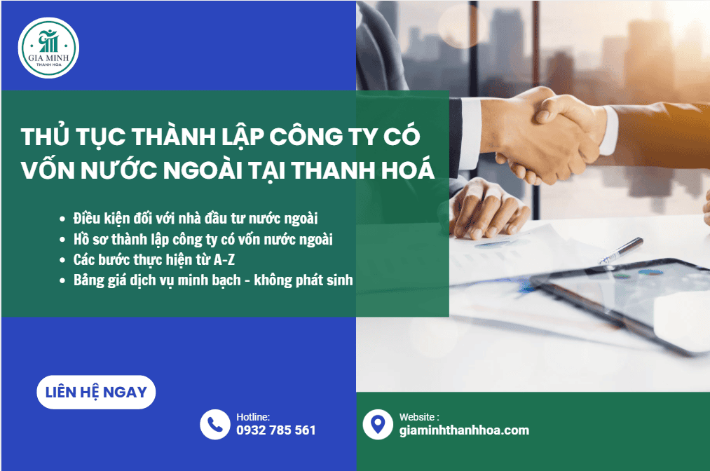 Thủ tục thành lập công ty vốn nước ngoài tại Thanh Hóa – Hướng dẫn chi tiết và giải pháp trọn gói 3 Nộp hồ sơ thành lập công ty vốn nước ngoài tại Sở KH&ĐT Thanh Hóa.