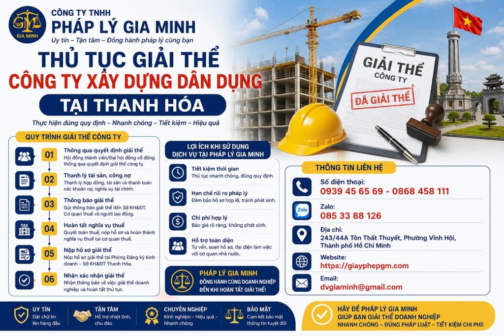 Thủ tục giải thể công ty xây dựng dân dụng tại Thanh Hóa