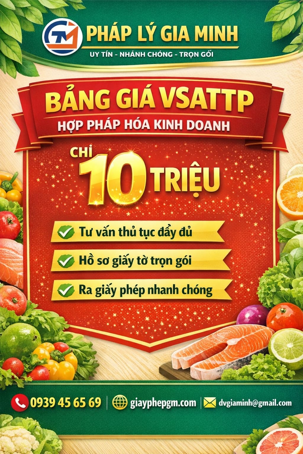 Chi phí VSATTP rau củ quả