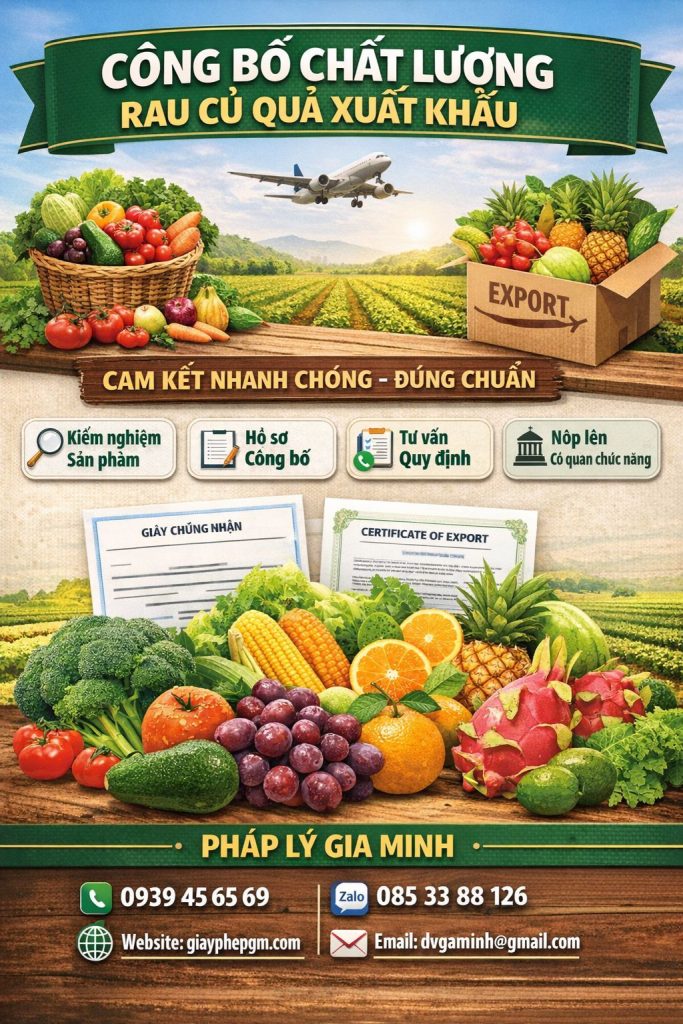 công bố sản phẩm rau củ quả