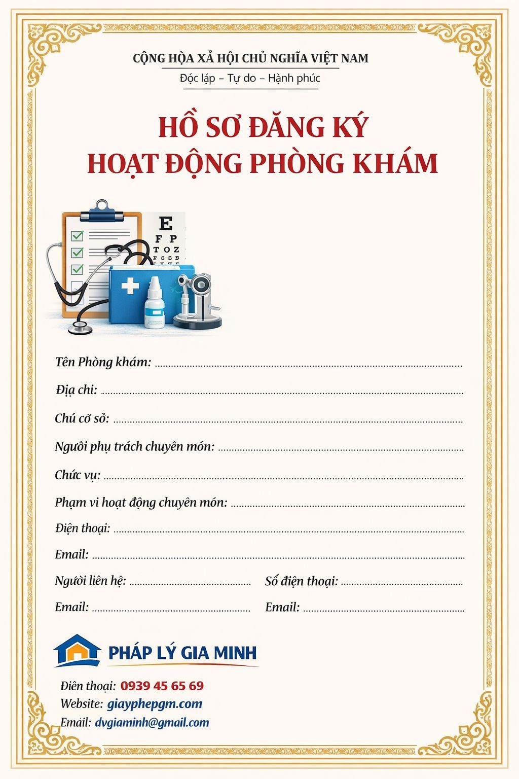 hồ sơ mở phòng khám đa khoa