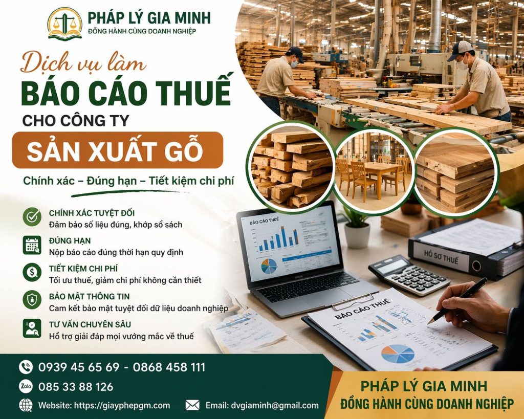 Dịch vụ kế toán trọn gói cho công ty sản xuất gỗ 5 Dịch vụ làm báo cáo thuế cho công ty sản xuất gỗ
