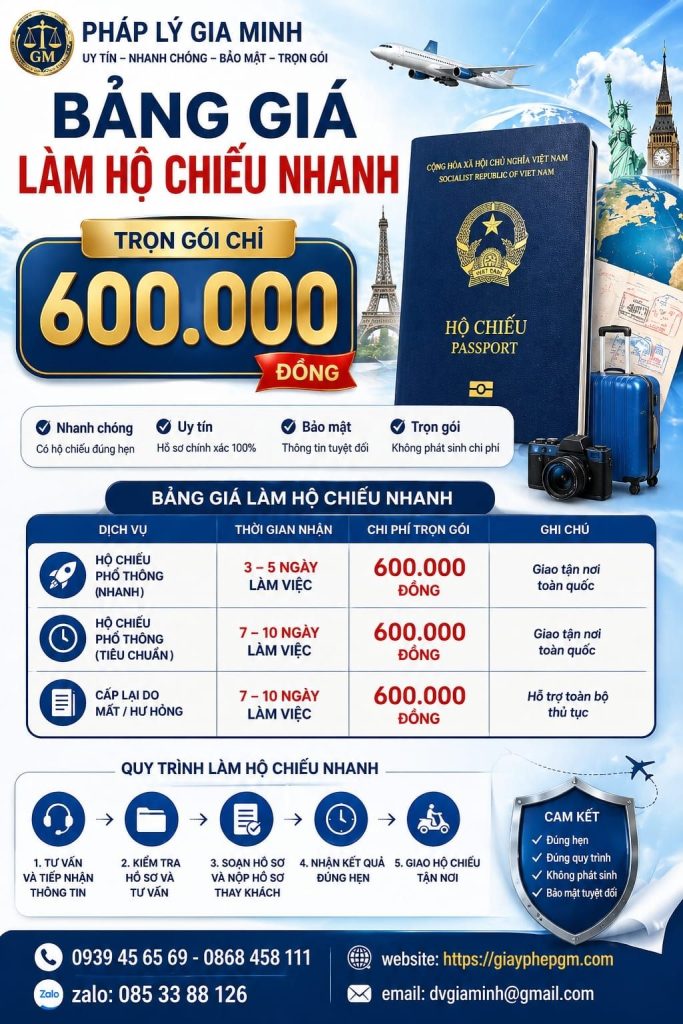 Bảng giá dịch vụ làm hộ chiếu tại Thanh Hóa mới nhất