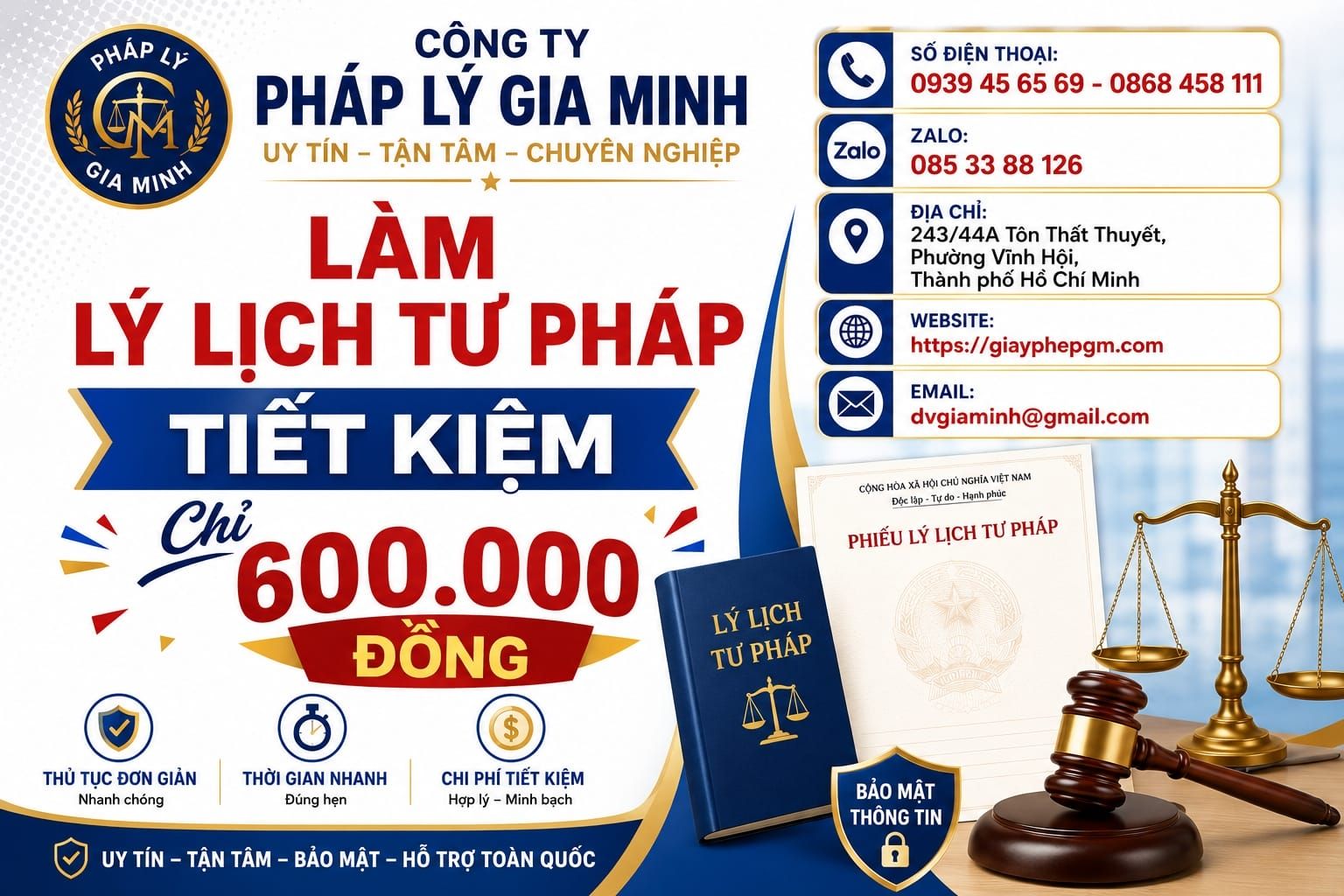 Chi phí làm lý lịch tư pháp tại thanh hóa