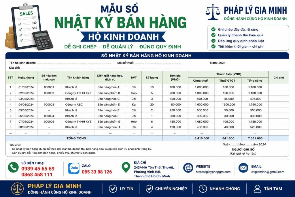 Mẫu sổ nhật ký bán hàng hộ kinh doanh chuẩn dễ áp dụng mới nhất 1 Mẫu sổ nhật ký bán hàng hộ kinh doanh