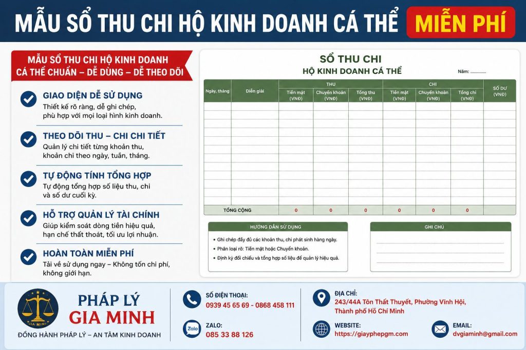 Mẫu sổ thu chi hộ kinh doanh cá thể