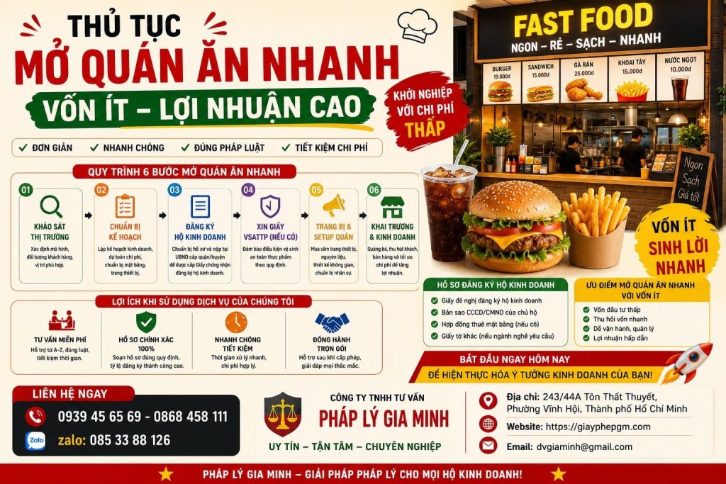 Thủ tục mở quán thức ăn nhanh