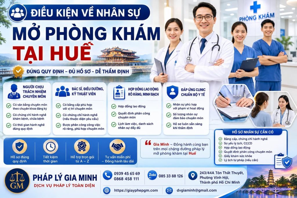 Điều kiện về nhân sự mở phòng khám tại Huế