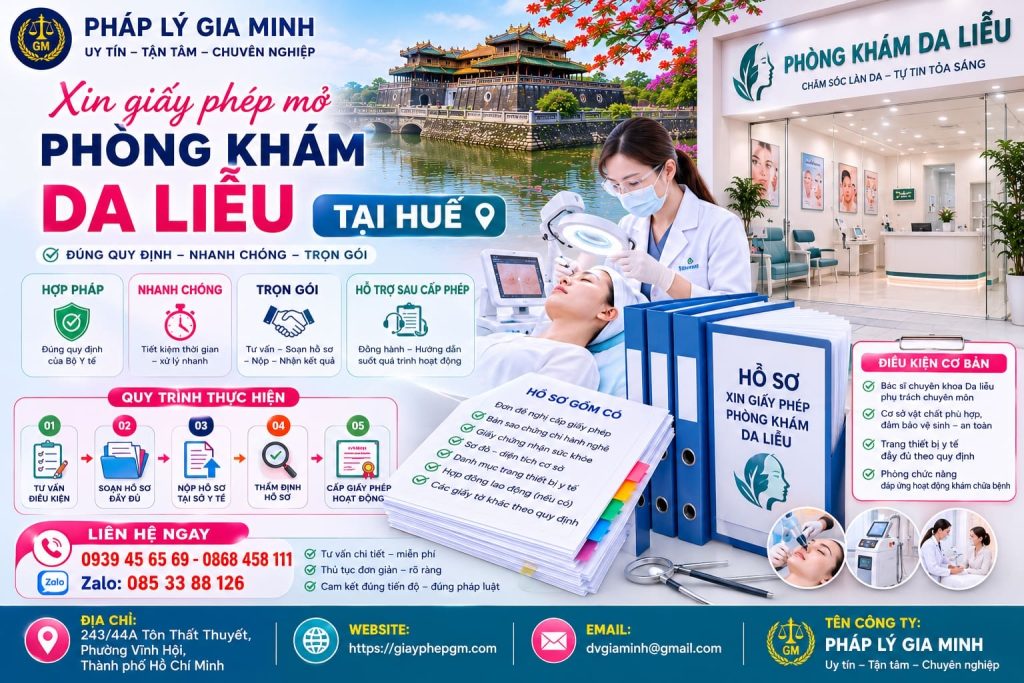 Xin giấy phép mở phòng khám da liễu tại Huế