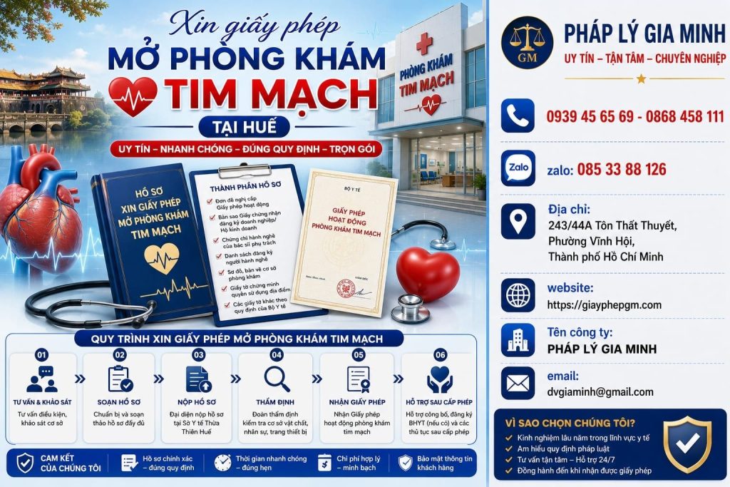 Xin giấy phép mở phòng khám tim mạch tại Huế đầy đủ từ hồ sơ đến quy trình 1 Xin giấy phép mở phòng khám tim mạch tại Huế