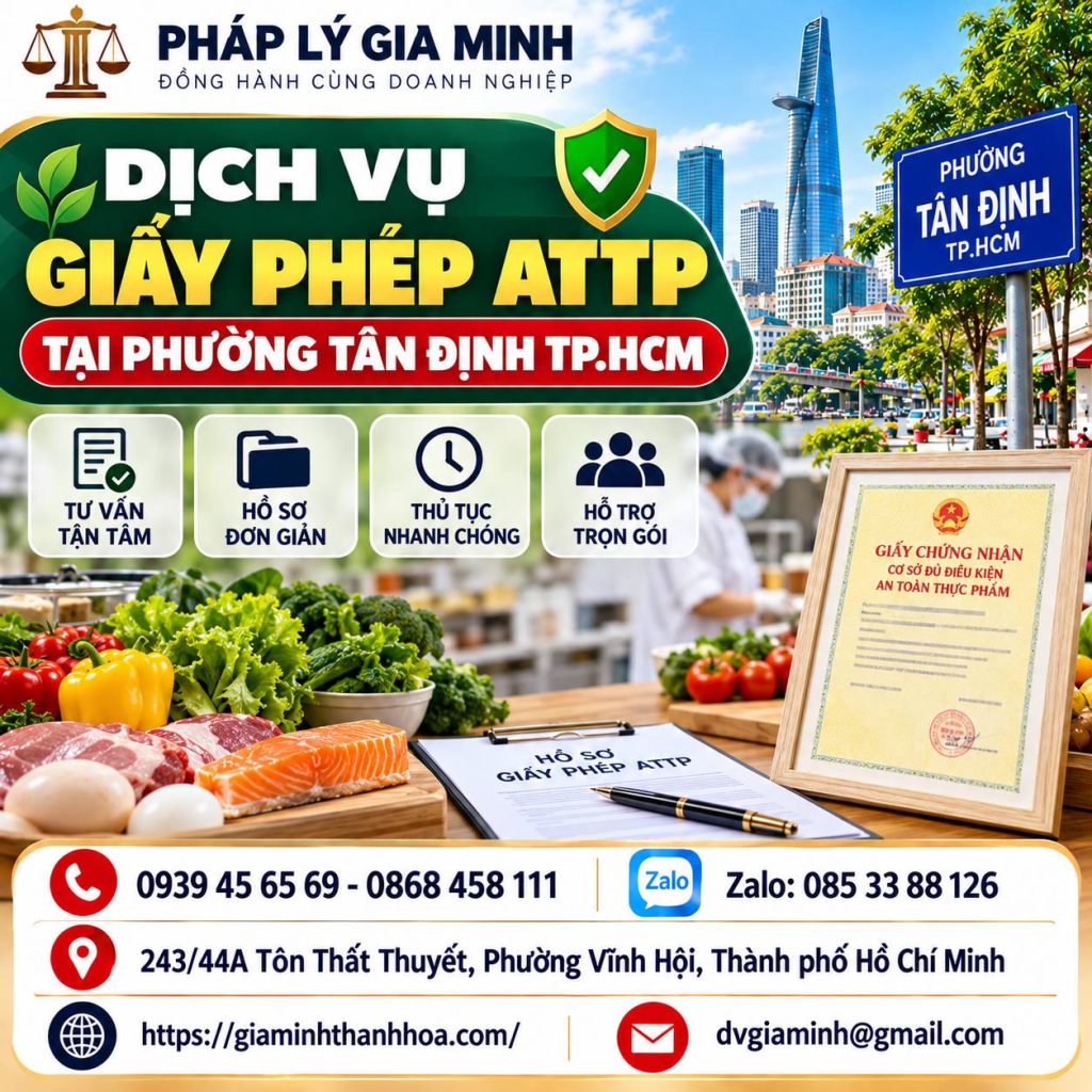 Dịch vụ giấy phép ATTP tại phường Tân Định TPHCM 1 Dịch vụ giấy phép ATTP tại phường Tân Định TP.HCM