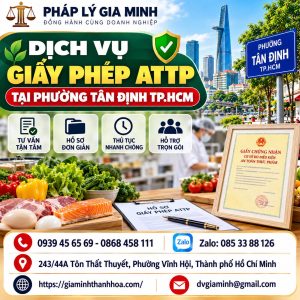 Dịch vụ giấy phép ATTP tại phường Tân Định TP.HCM