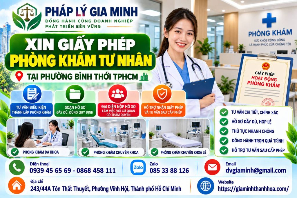 Xin giấy phép phòng khám tư nhân tại phường Bình Thới TPHCM