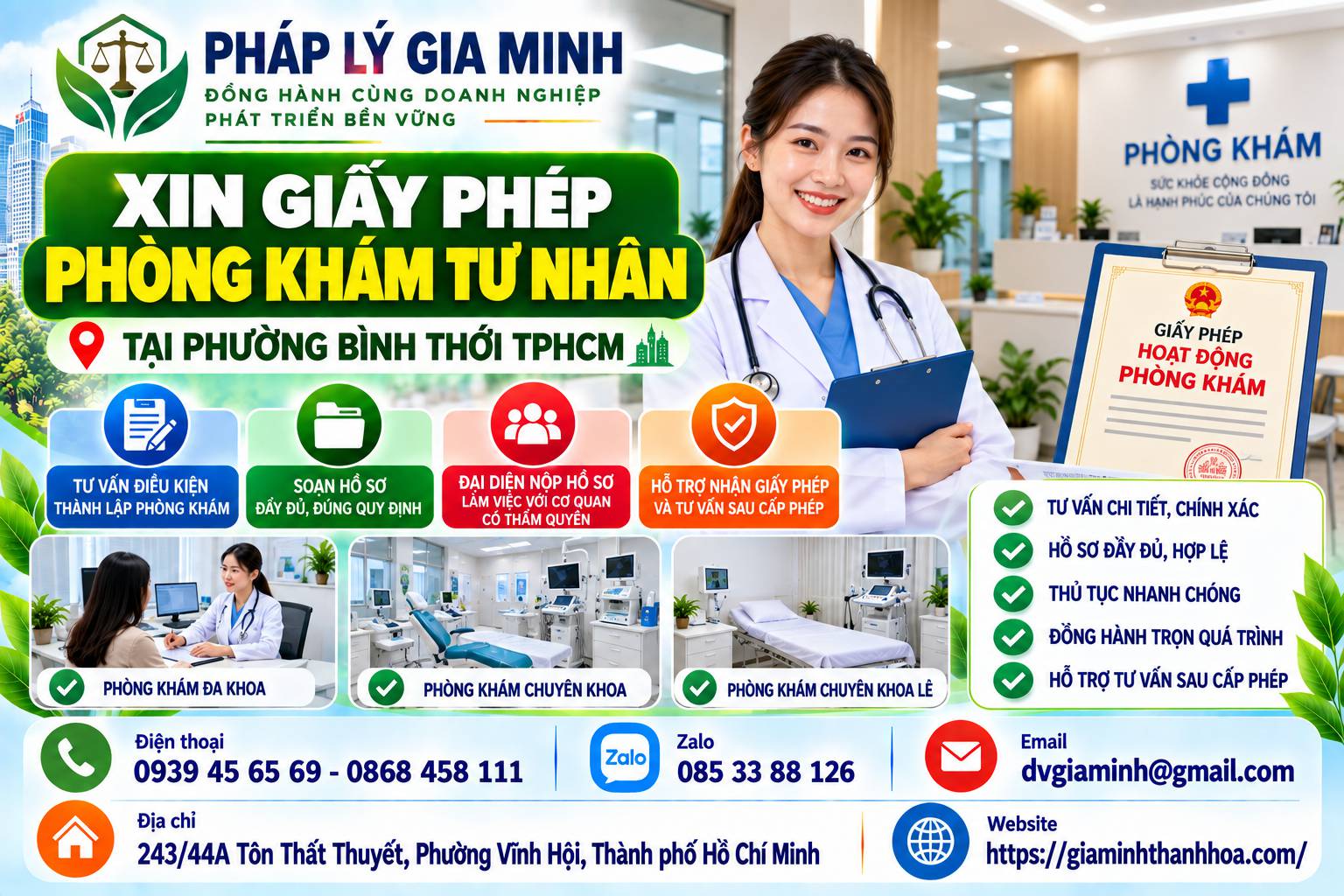 Xin giấy phép phòng khám tư nhân tại phường Bình Thới TPHCM