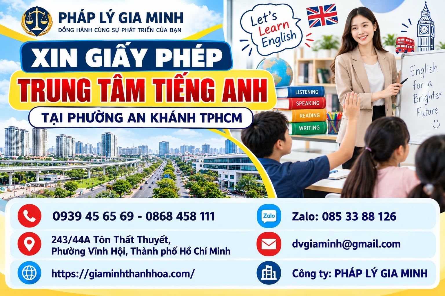 Xin giấy phép trung tâm tiếng Anh tại phường An Khánh TPHCM
